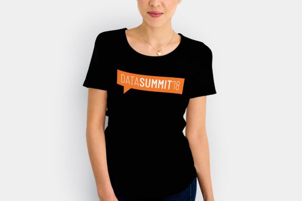 Model wearing a printed T-shirt design by brand designers Wonderlab.