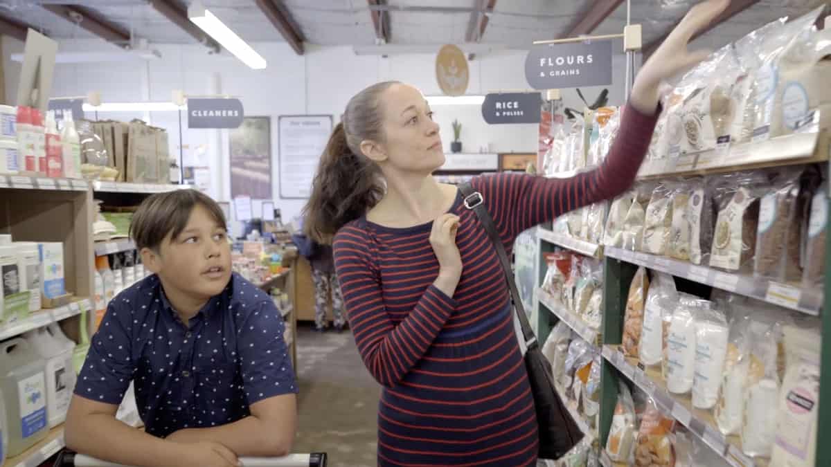 Video still of people shopping, part of a environmental campaign produced by Wonderlab