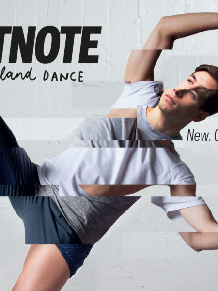 Photoshopped dancer in motion with typography overlaid, part of a Wonderlab arts ad promotion.