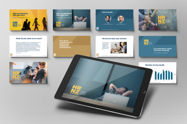 Tablet displaying photography surrounded by presentation boards, from a new identity by brand consultants Wonderlab.
