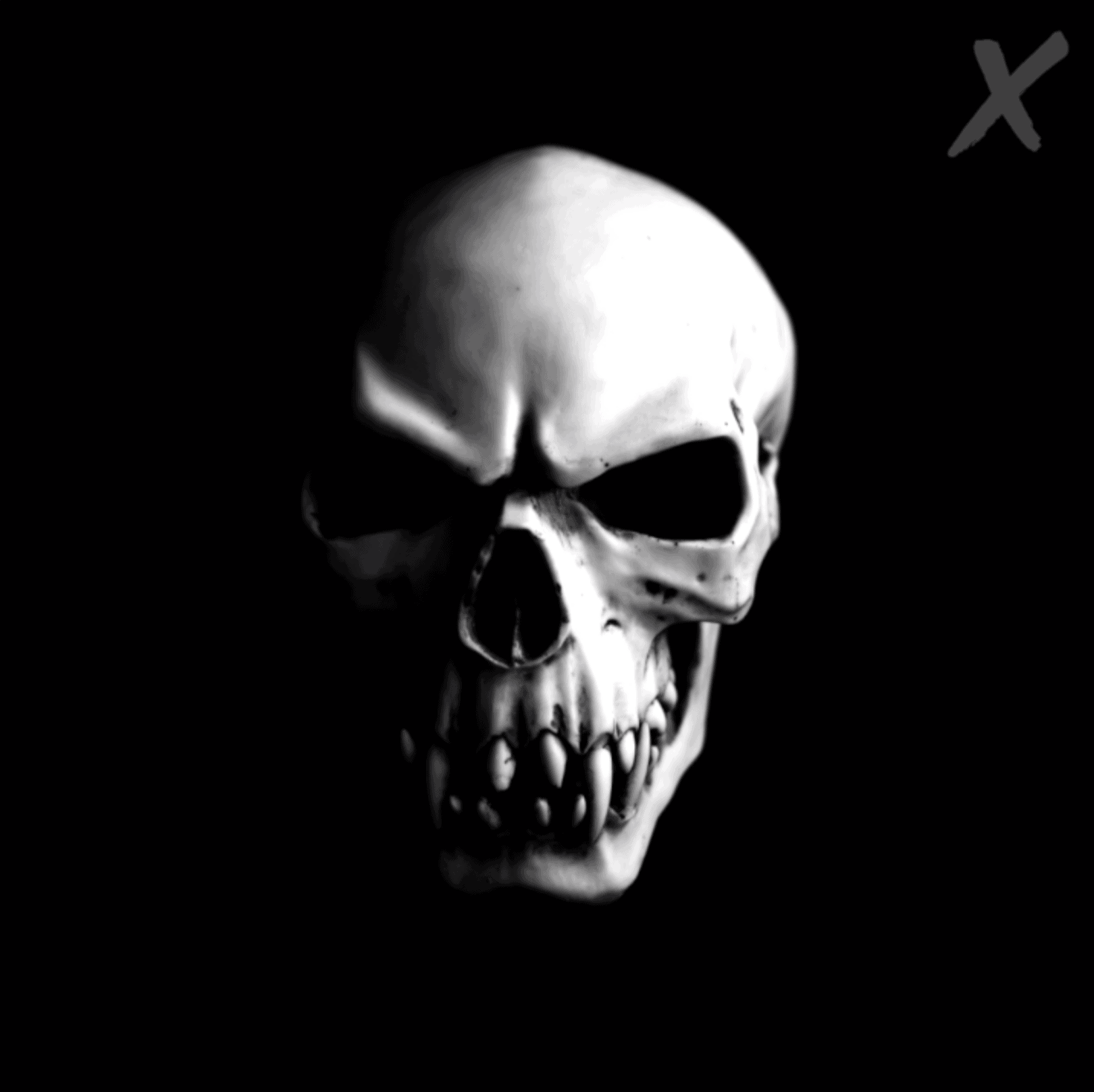Skull with fangs, a still image taken from an animated Instagram campaign by Wonderlab.