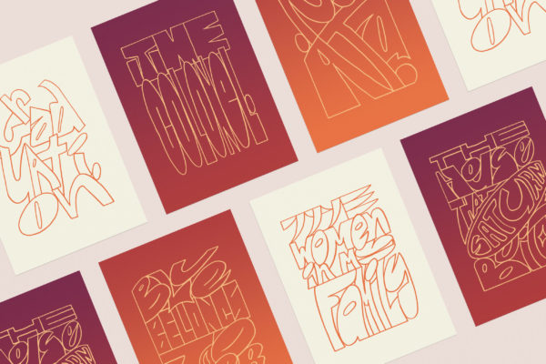 Presentation boards of graphic typography designs by brand agency Weonderlab.