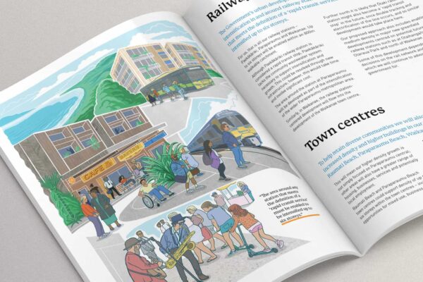Booklet design with illustration by creative agency Wonderlab.