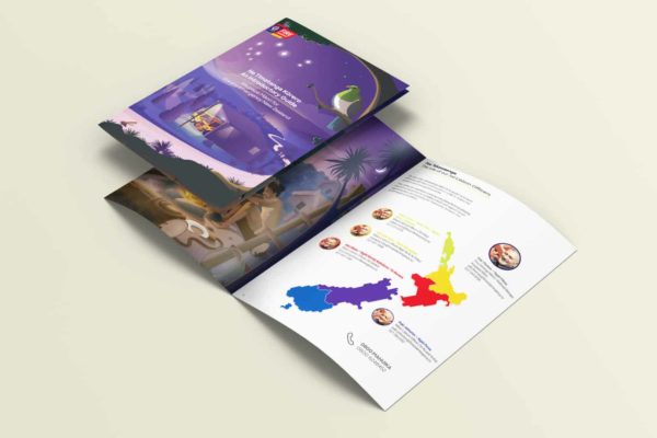 Booklet design with illustration and information graphics by creative agency Wonderlab.