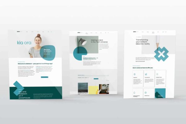Presentation boards displaying the overall look and feel of a brand new website design by Wonderlab