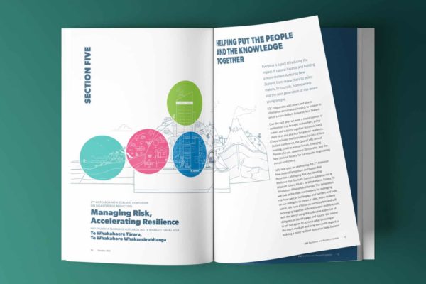 Inside spread of a report with illustration and page layout by Wellington design agency Wonderlab