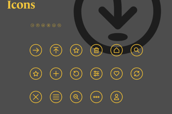 A set of icons on a black background.